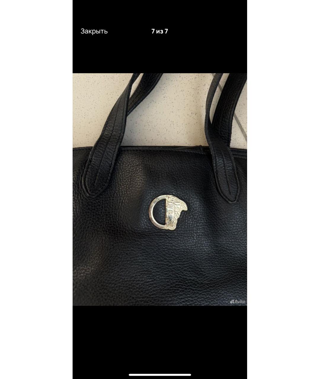 VERSACE Черная кожаная сумка тоут, фото 7
