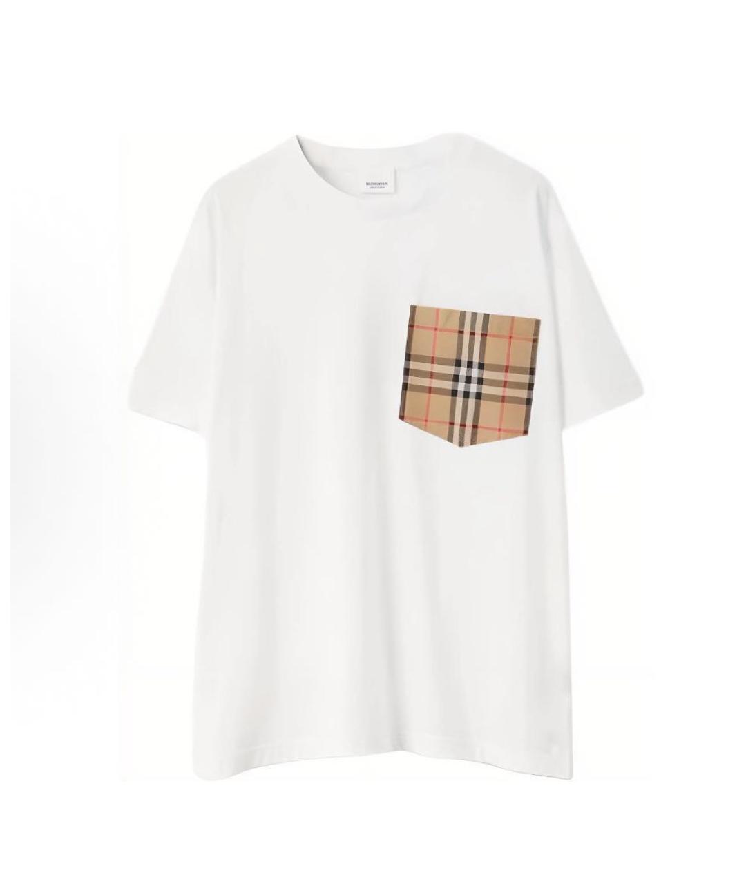 BURBERRY Белая хлопковая футболка, фото 9