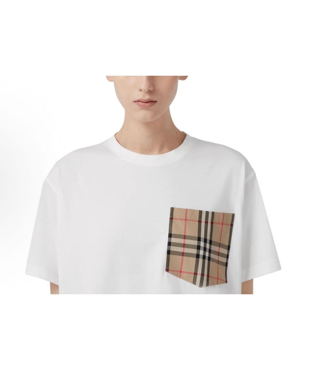 BURBERRY Белая хлопковая футболка, фото 6