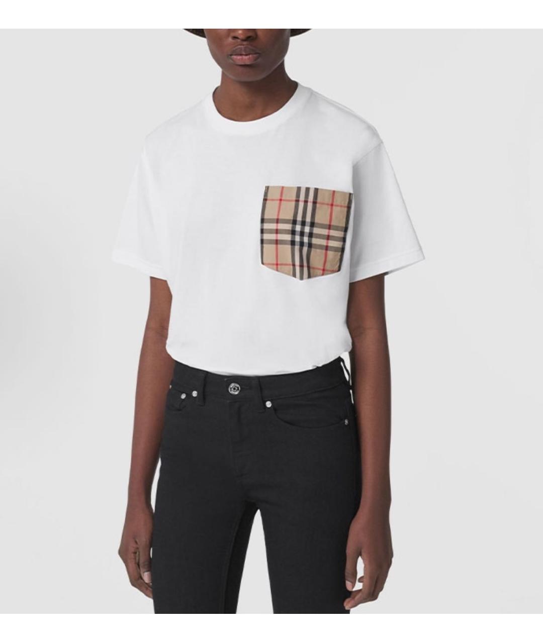 BURBERRY Белая хлопковая футболка, фото 3