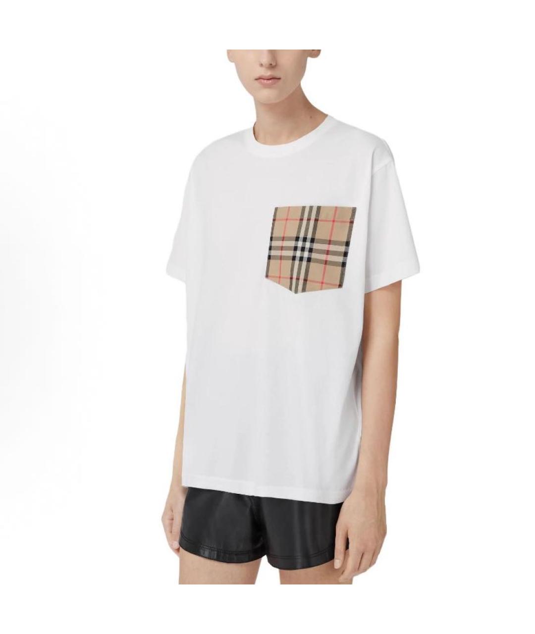 BURBERRY Белая хлопковая футболка, фото 7
