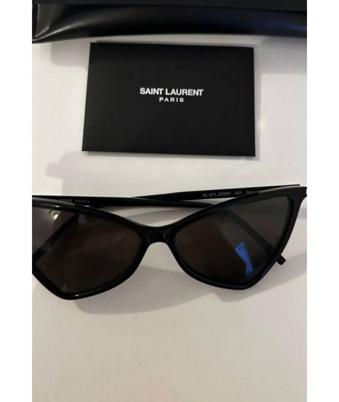 SAINT LAURENT Черные деревянные солнцезащитные очки, фото 3