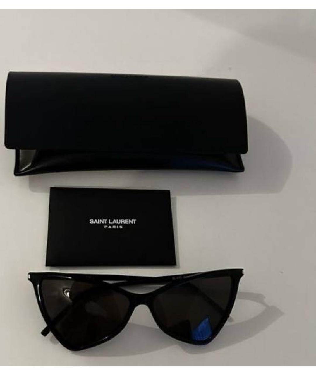 SAINT LAURENT Черные деревянные солнцезащитные очки, фото 4