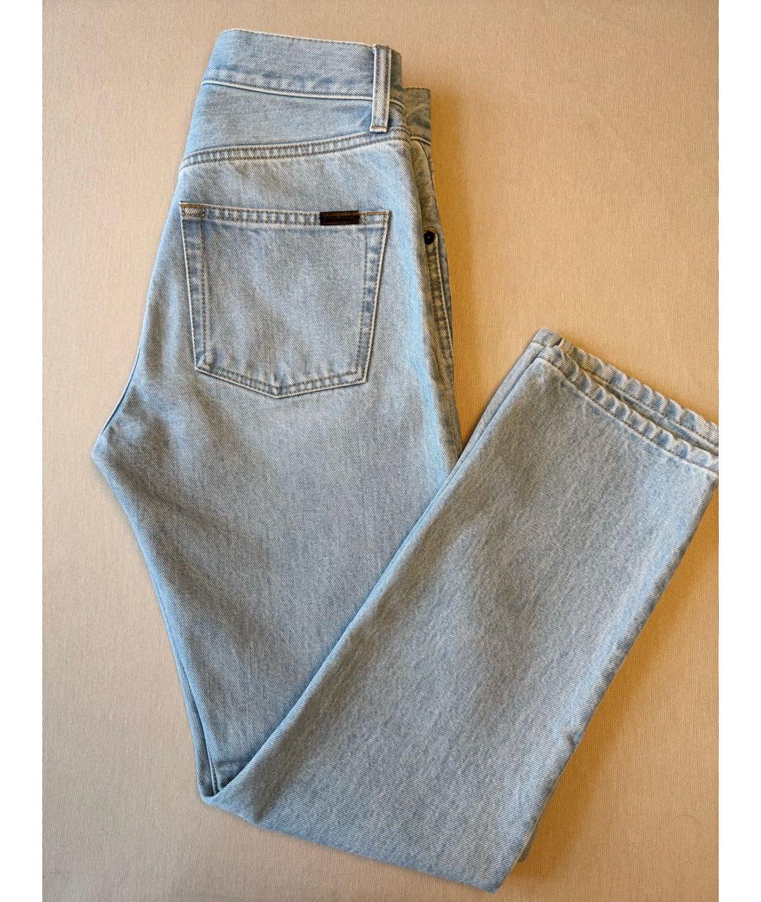SAINT LAURENT Голубые хлопковые прямые джинсы, фото 2