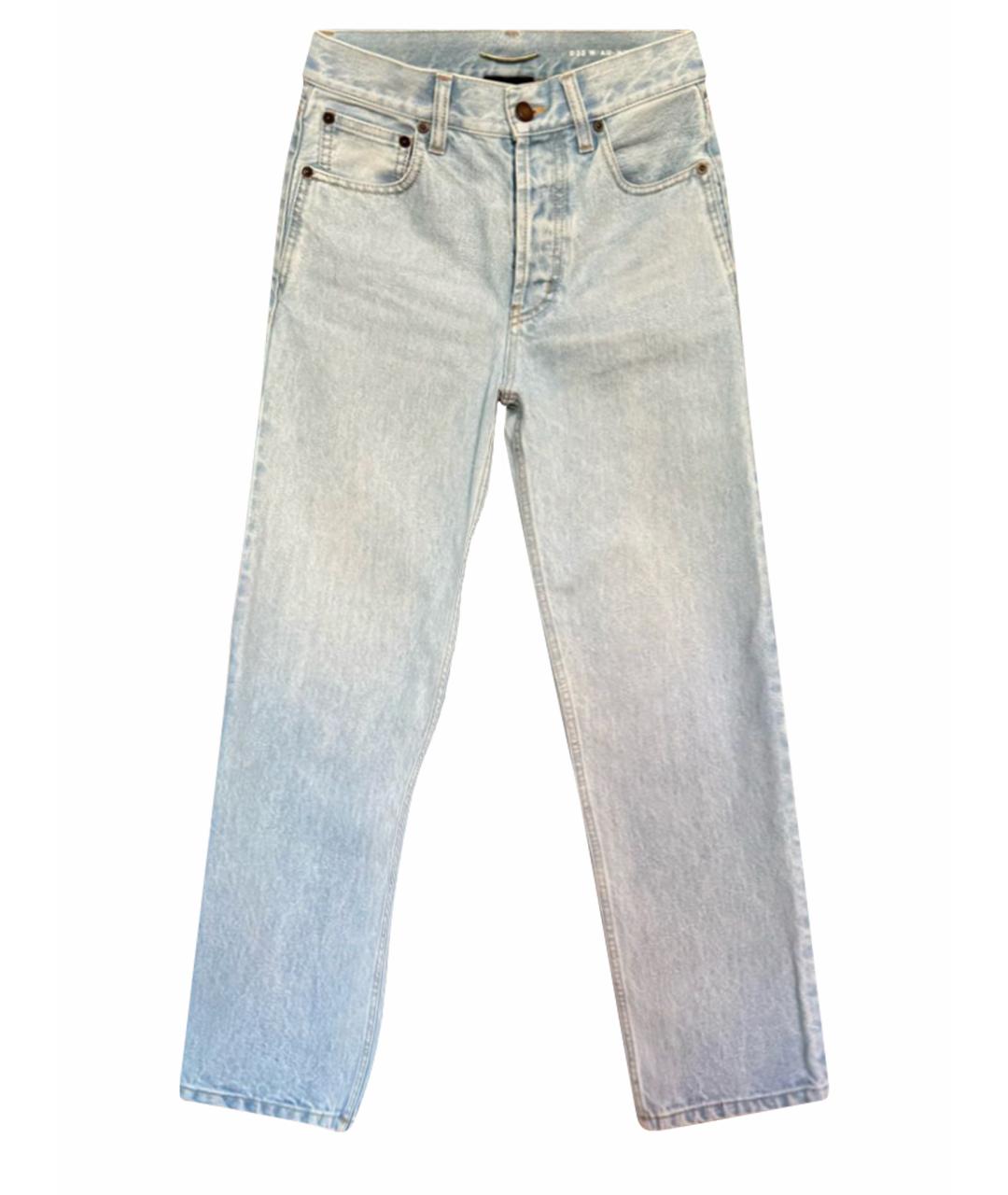 SAINT LAURENT Голубые хлопковые прямые джинсы, фото 1