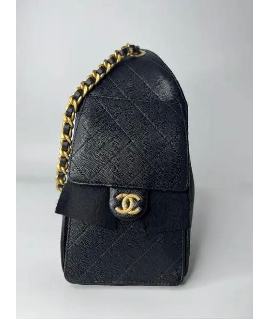 CHANEL Черная кожаная сумка тоут, фото 7