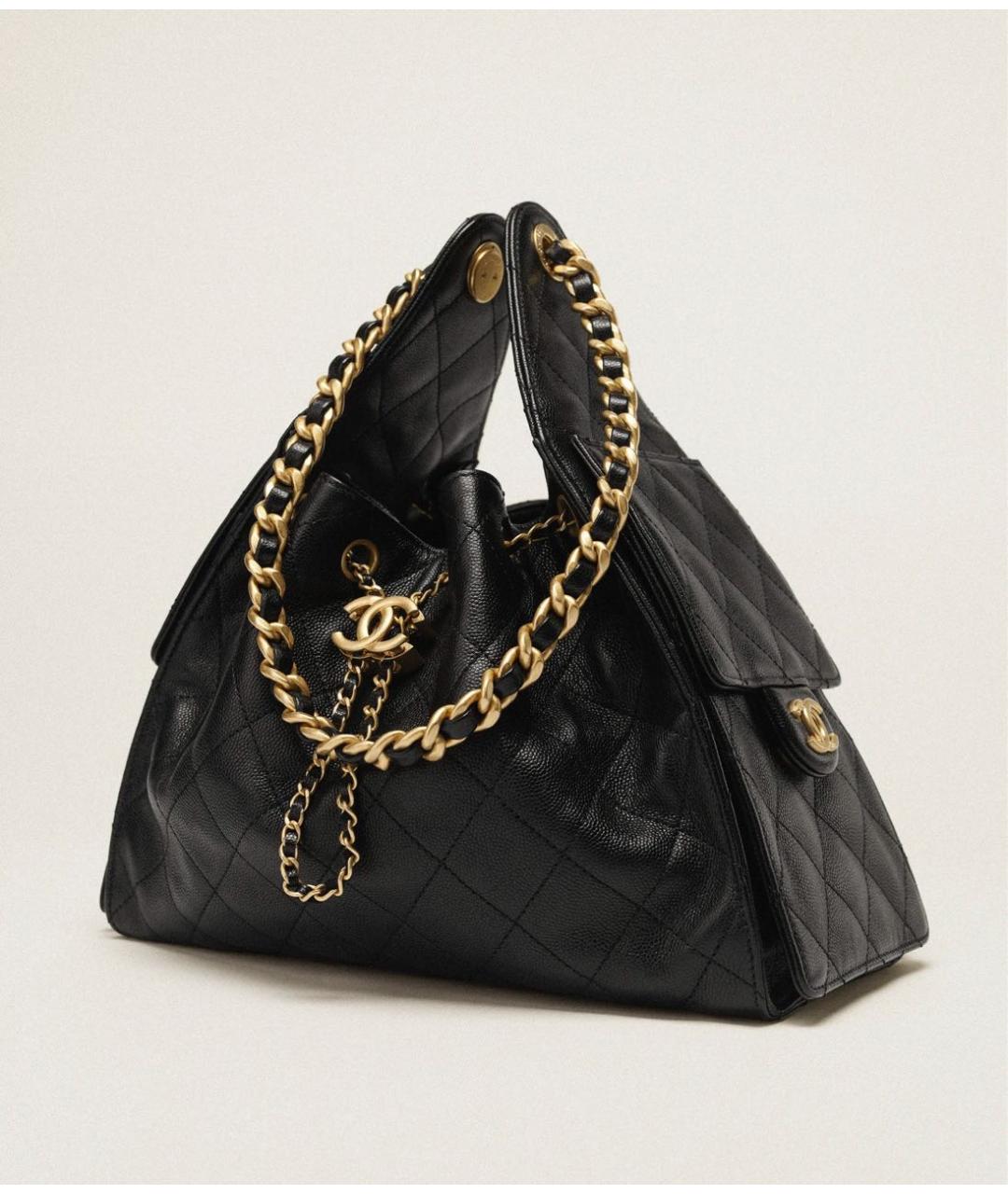 CHANEL Черная кожаная сумка тоут, фото 9