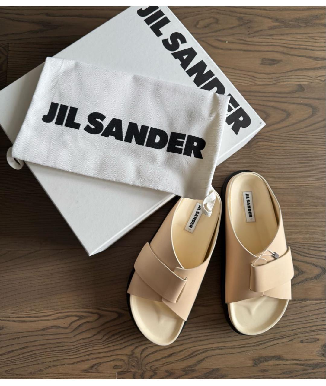 JIL SANDER Бежевые кожаные сандалии, фото 5