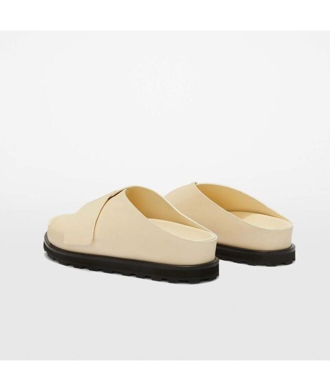 JIL SANDER Бежевые кожаные сандалии, фото 3