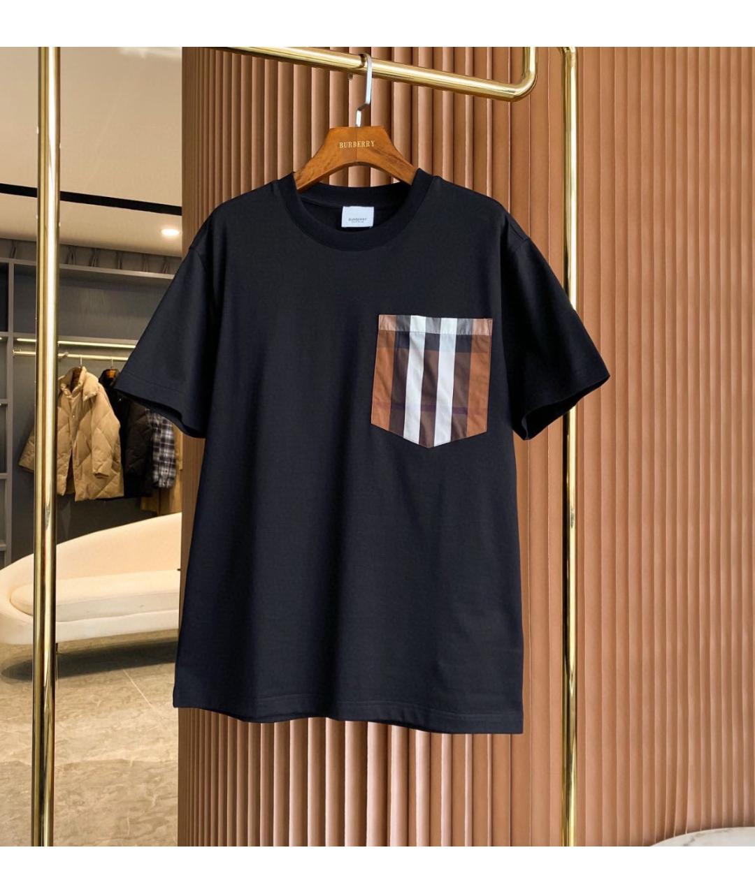 BURBERRY Черная хлопковая футболка, фото 5