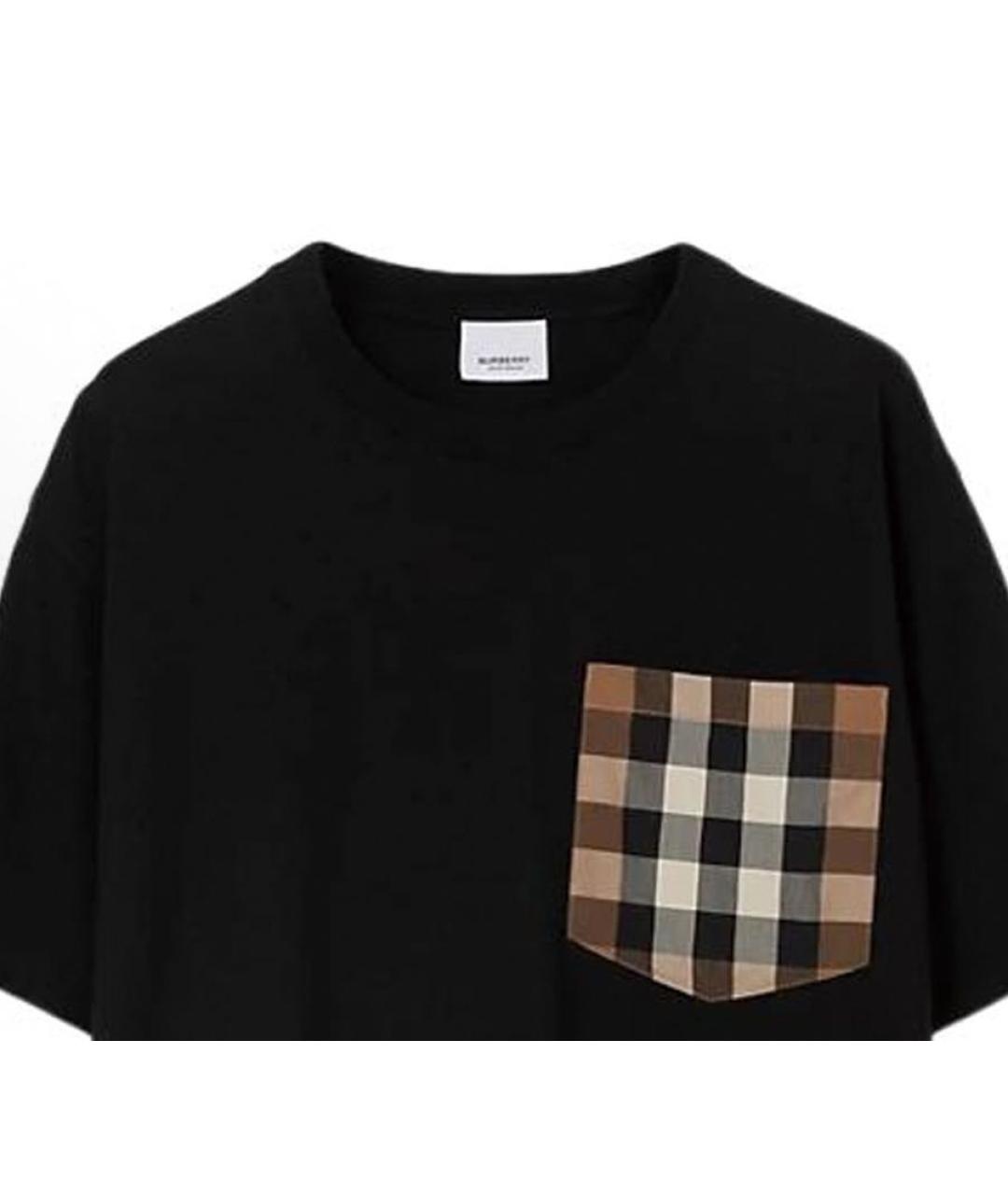 BURBERRY Черная хлопковая футболка, фото 4