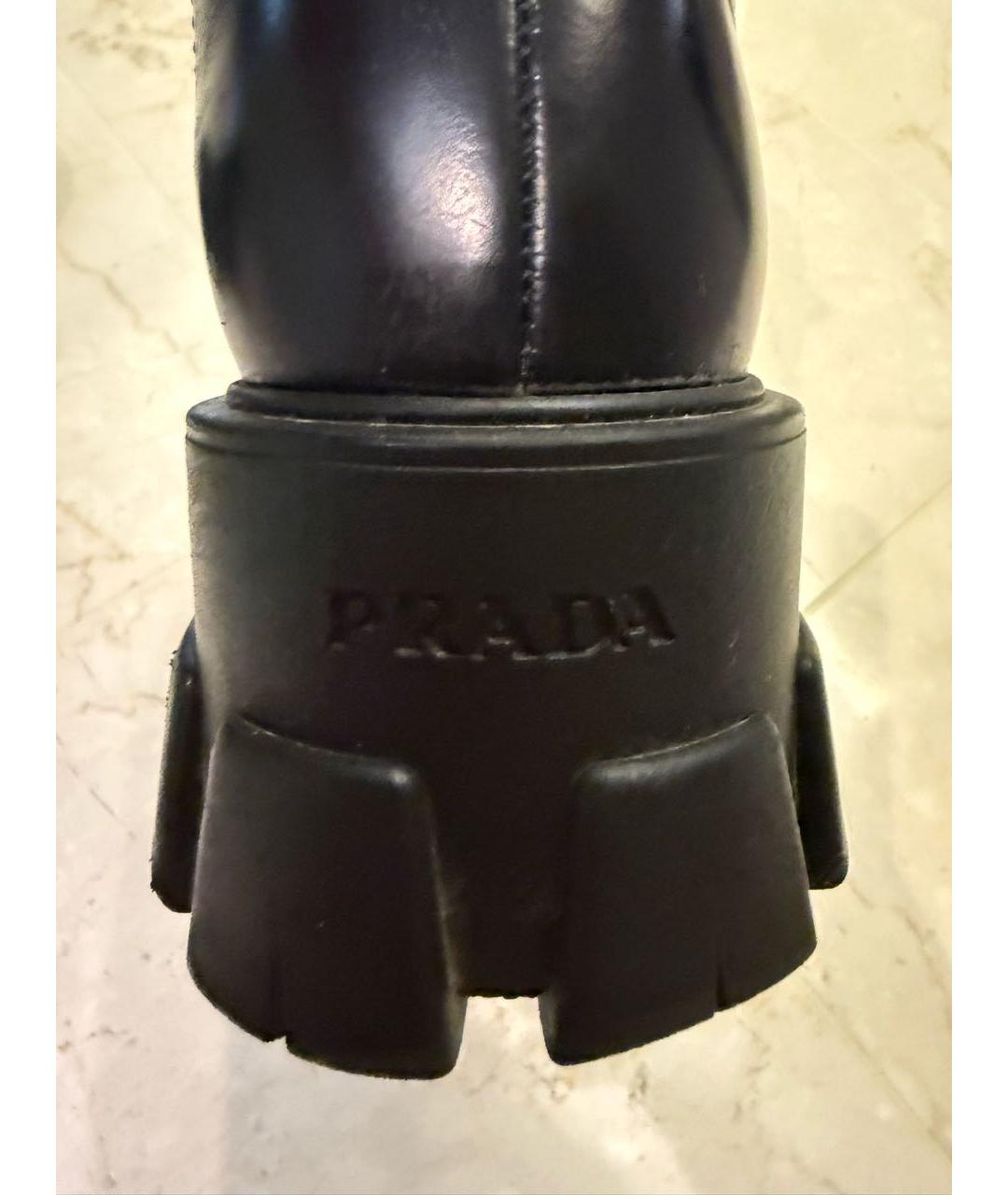 PRADA Черные кожаные ботинки, фото 4