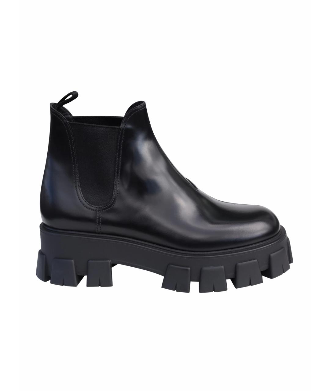 PRADA Черные кожаные ботинки, фото 1