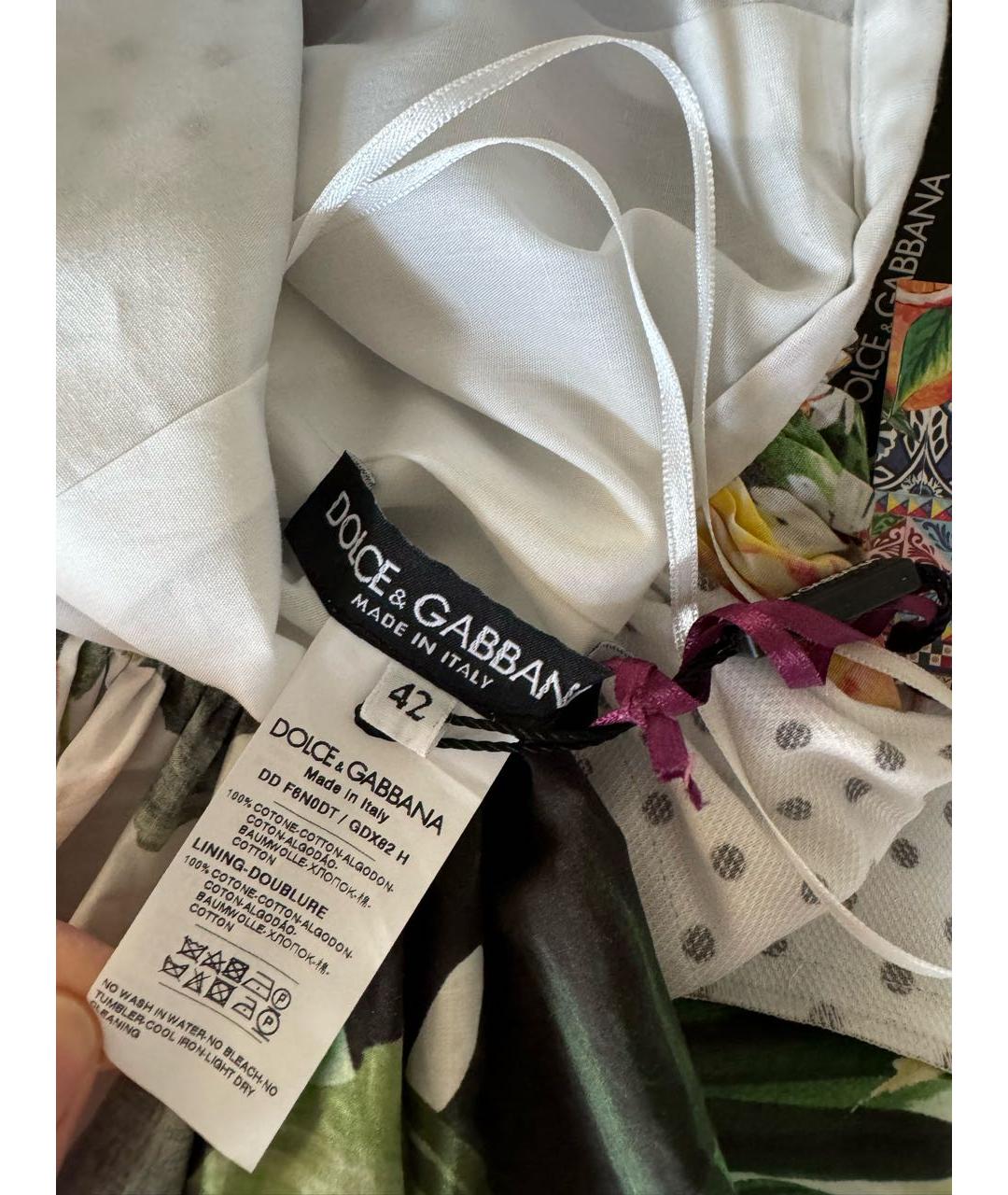 DOLCE&GABBANA Мульти хлопковое платье, фото 5