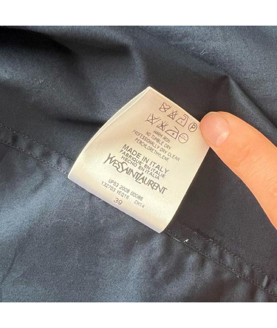 SAINT LAURENT Темно-синяя хлопковая классическая рубашка, фото 3