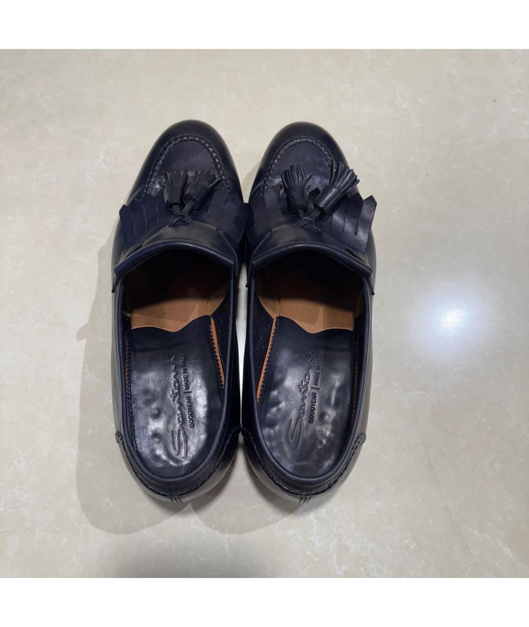 SANTONI Темно-синие кожаные лоферы, фото 3