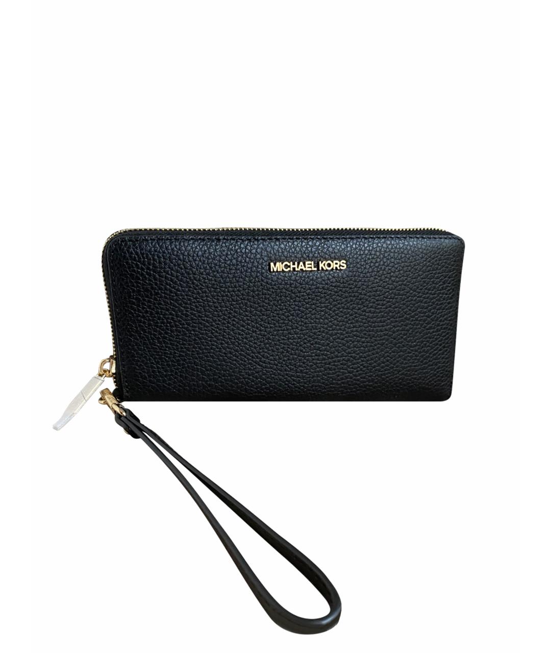 MICHAEL KORS Черный кожаный кошелек, фото 1