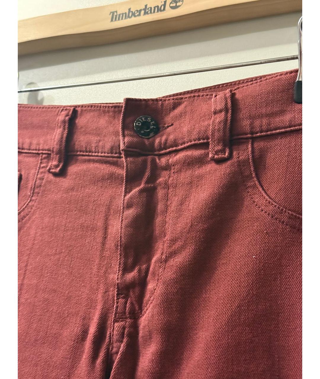 DIESEL Бордовые хлопко-эластановые прямые джинсы, фото 8