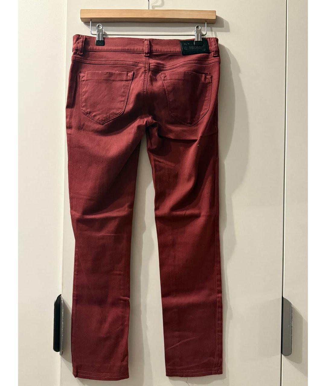 DIESEL Бордовые хлопко-эластановые прямые джинсы, фото 2