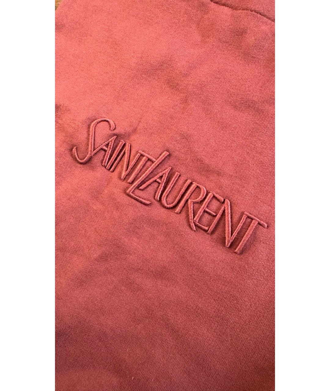 SAINT LAURENT Бордовая хлопковая сумка тоут, фото 3
