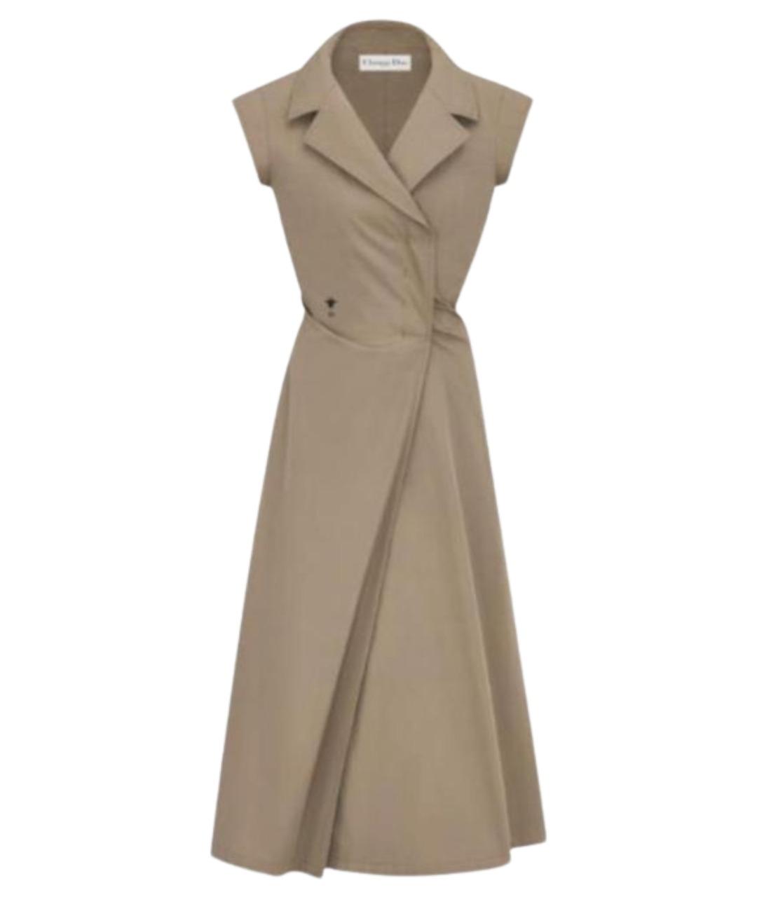 CHRISTIAN DIOR Бежевое хлопковое повседневное платье, фото 1