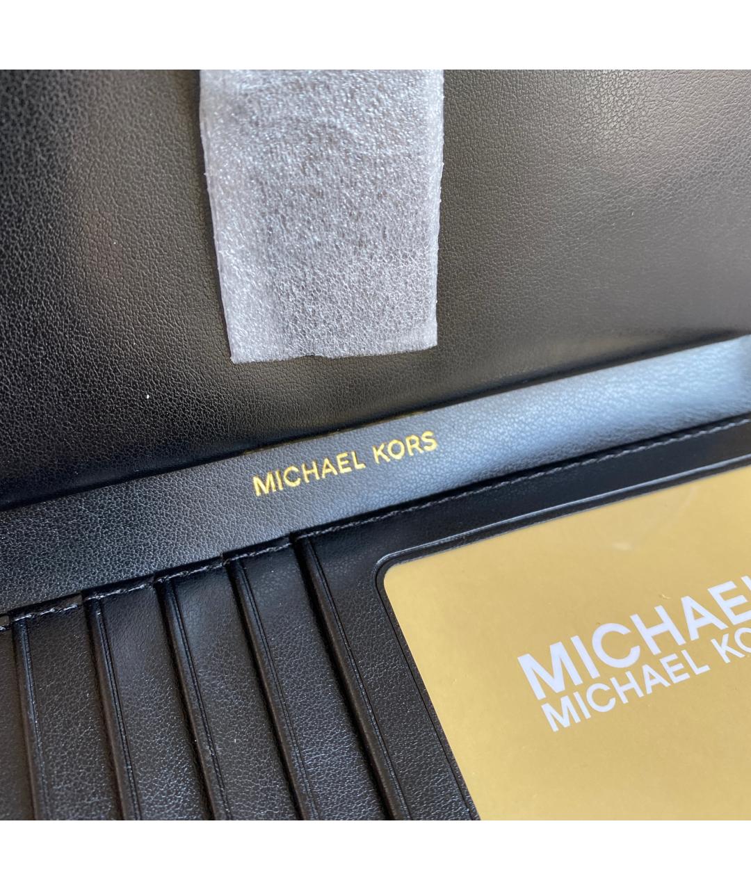 MICHAEL KORS Черный кожаный кошелек, фото 8