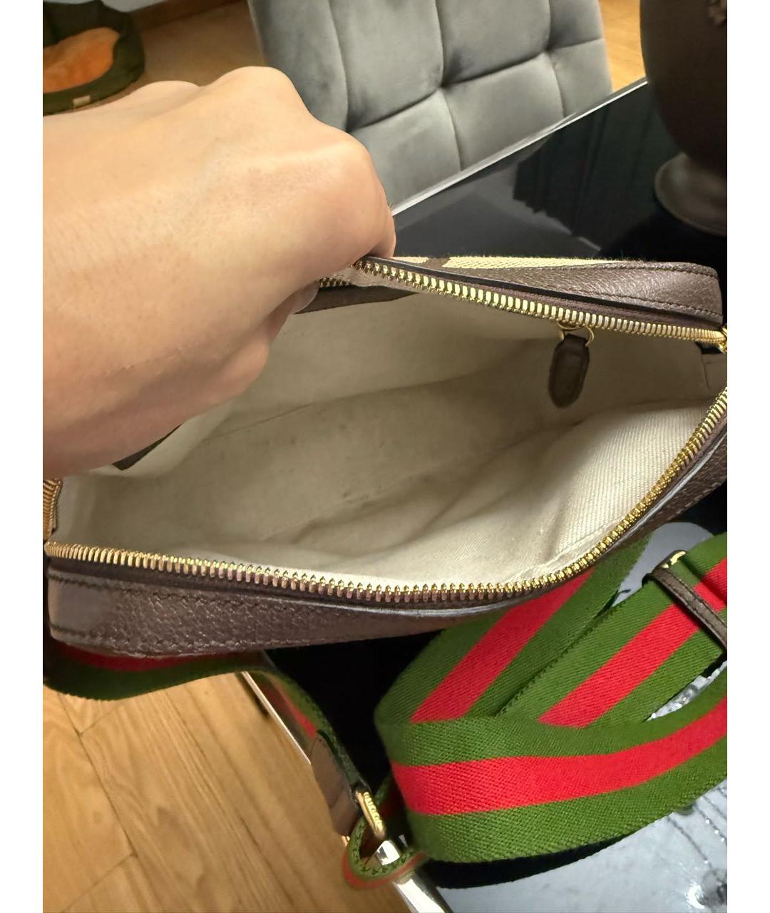 GUCCI Коричневая кожаная сумка через плечо, фото 4