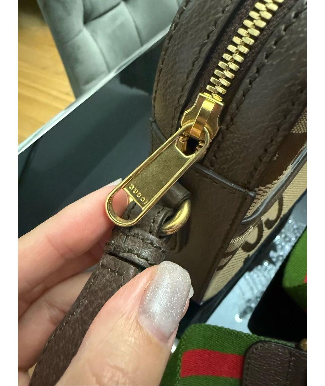 GUCCI Коричневая кожаная сумка через плечо, фото 3