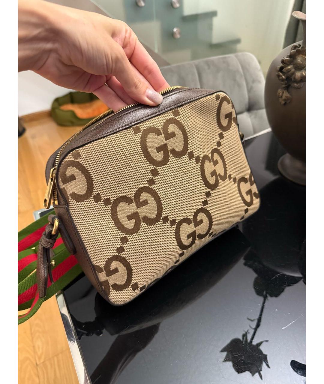 GUCCI Коричневая кожаная сумка через плечо, фото 5
