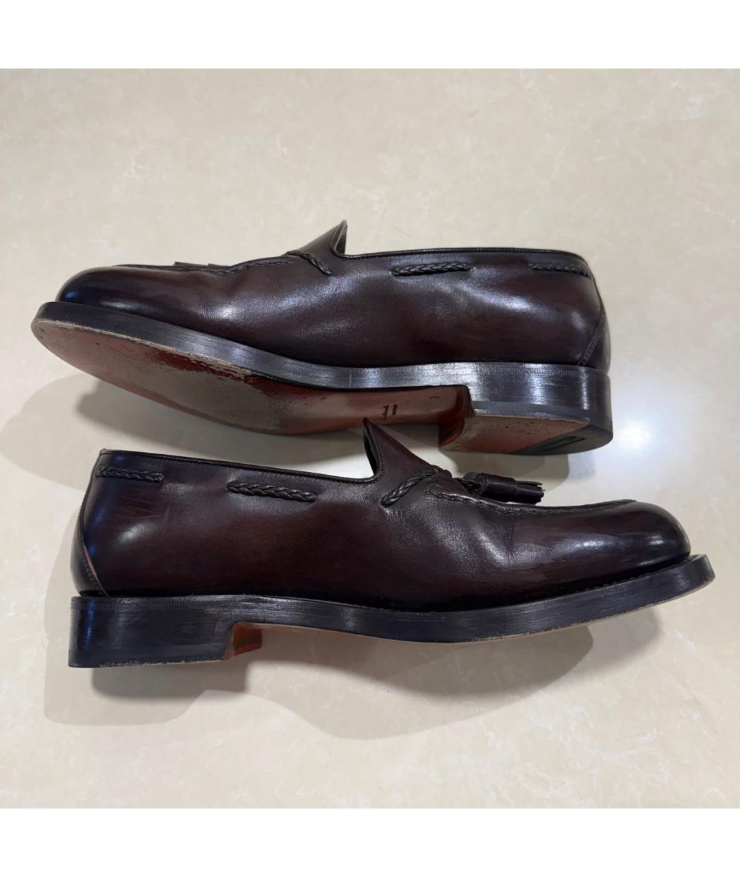 SANTONI Коричневые кожаные лоферы, фото 6