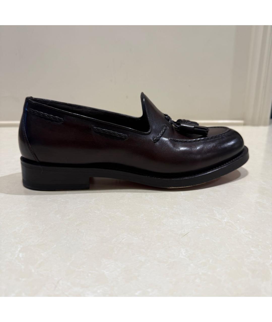 SANTONI Коричневые кожаные лоферы, фото 9