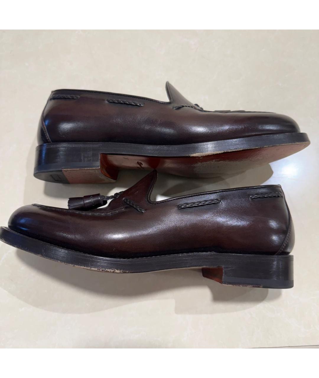 SANTONI Коричневые кожаные лоферы, фото 5
