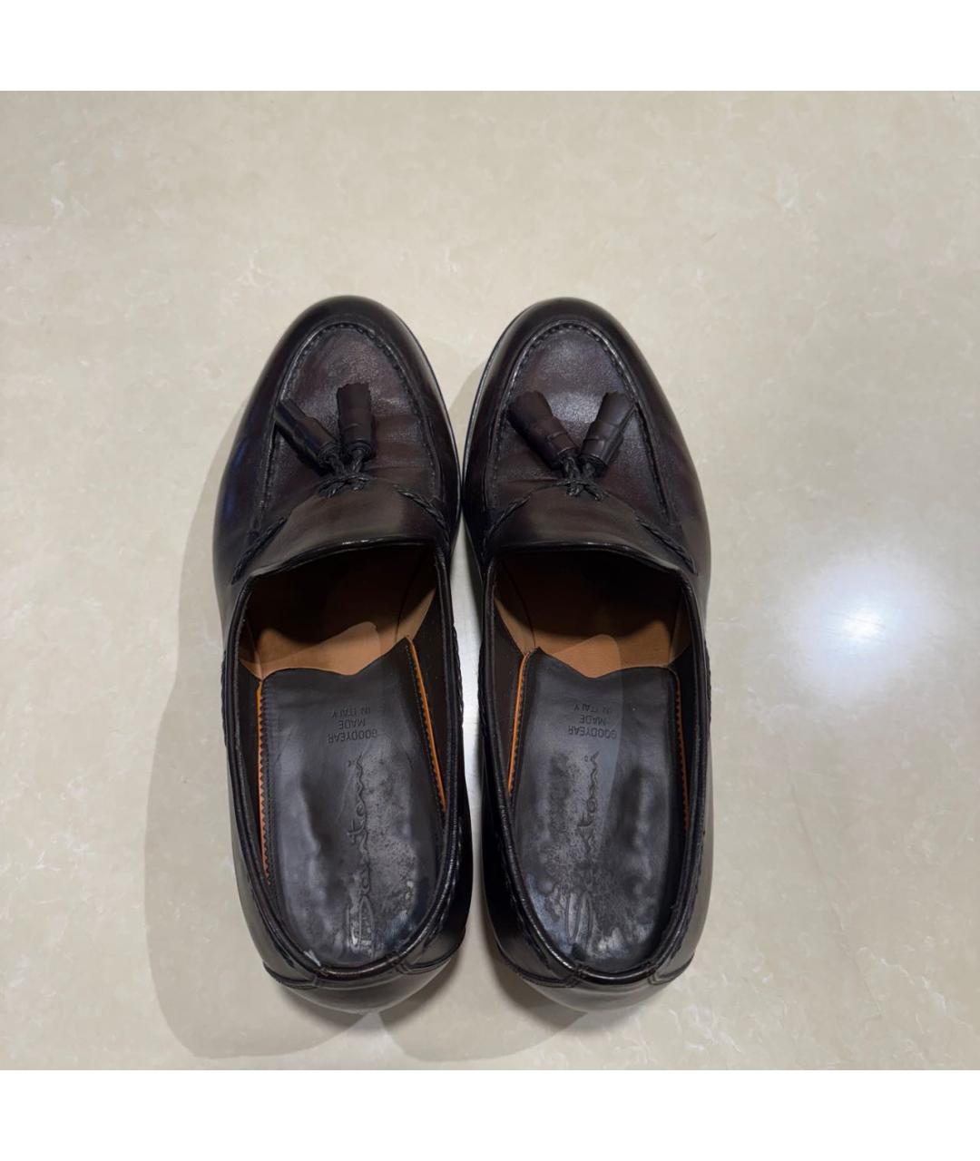 SANTONI Коричневые кожаные лоферы, фото 3