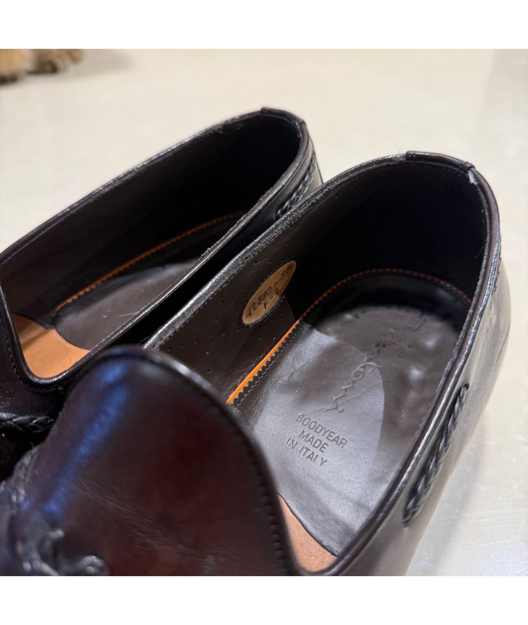 SANTONI Коричневые кожаные лоферы, фото 7