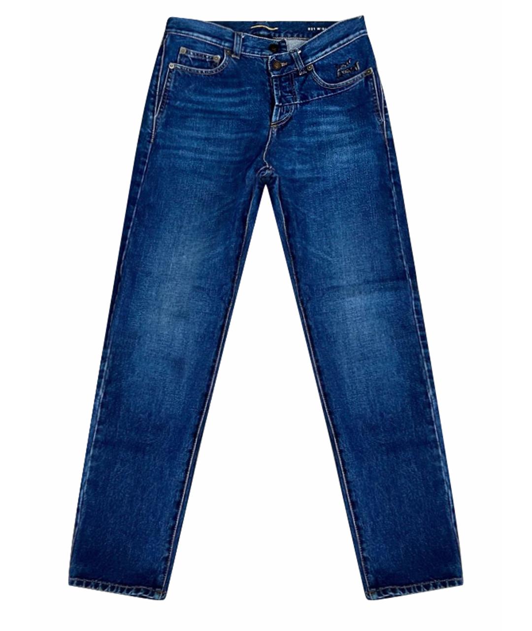 SAINT LAURENT Синие хлопковые джинсы слим, фото 1
