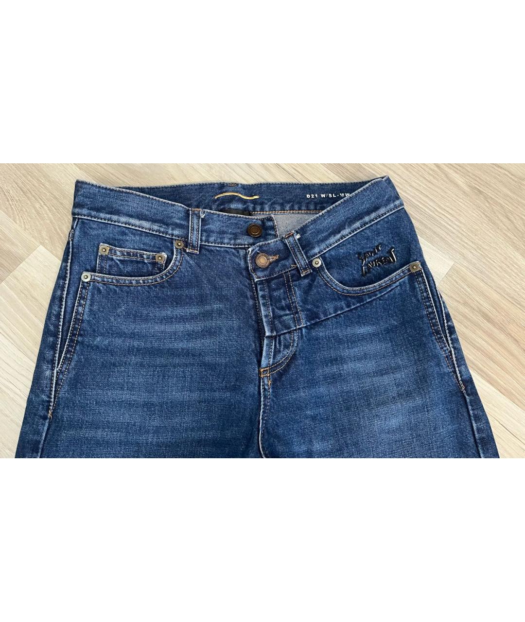 SAINT LAURENT Синие хлопковые джинсы слим, фото 2