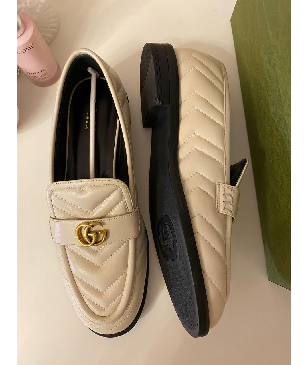 GUCCI Бежевые кожаные лоферы, фото 6