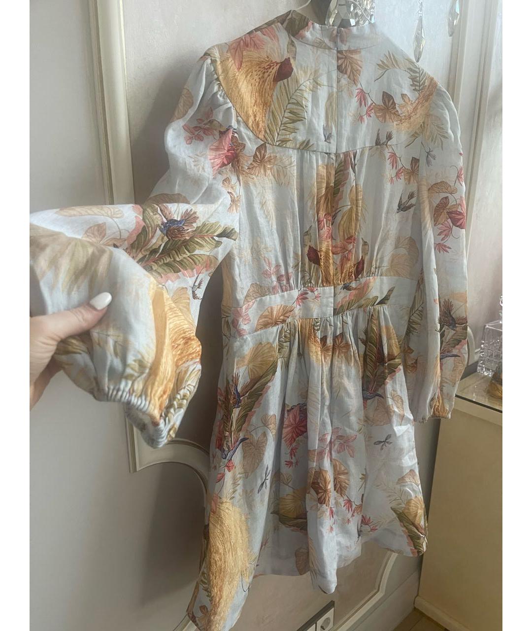 ZIMMERMANN Голубое льняное коктейльное платье, фото 5