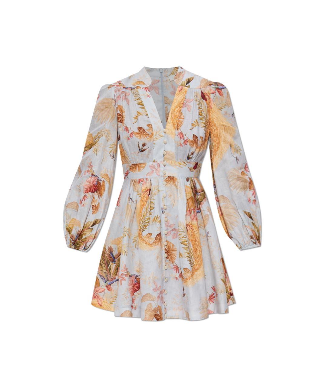 ZIMMERMANN Голубое льняное коктейльное платье, фото 8