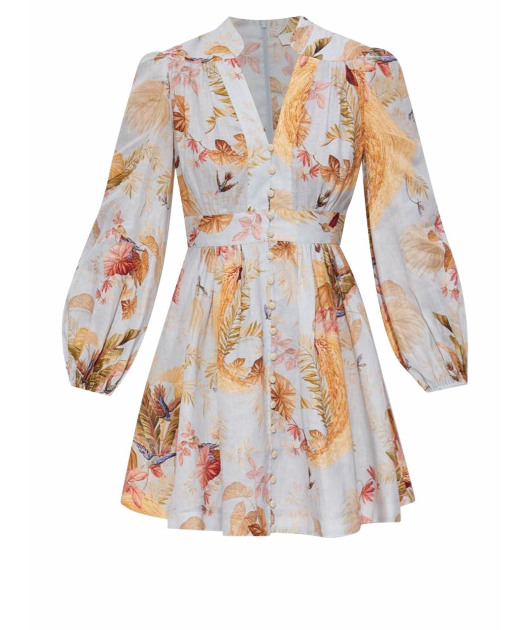 ZIMMERMANN Голубое льняное коктейльное платье, фото 1