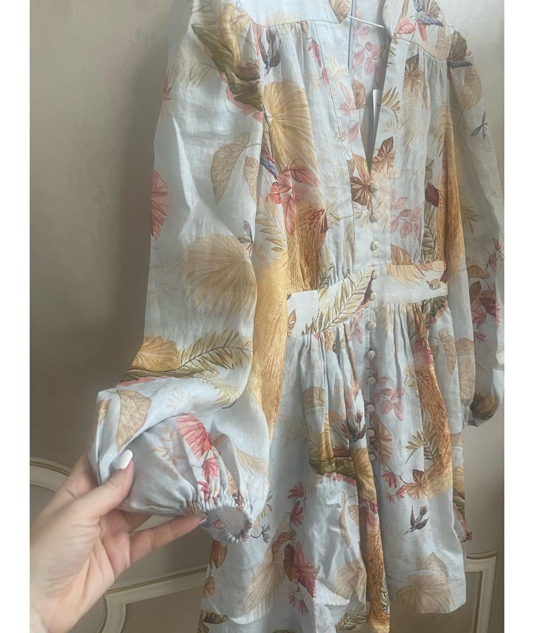 ZIMMERMANN Голубое льняное коктейльное платье, фото 4