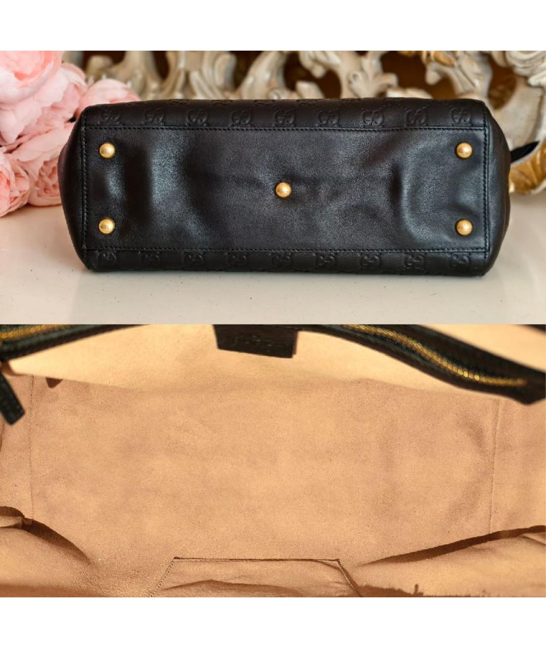 GUCCI Черная кожаная сумка с короткими ручками, фото 8