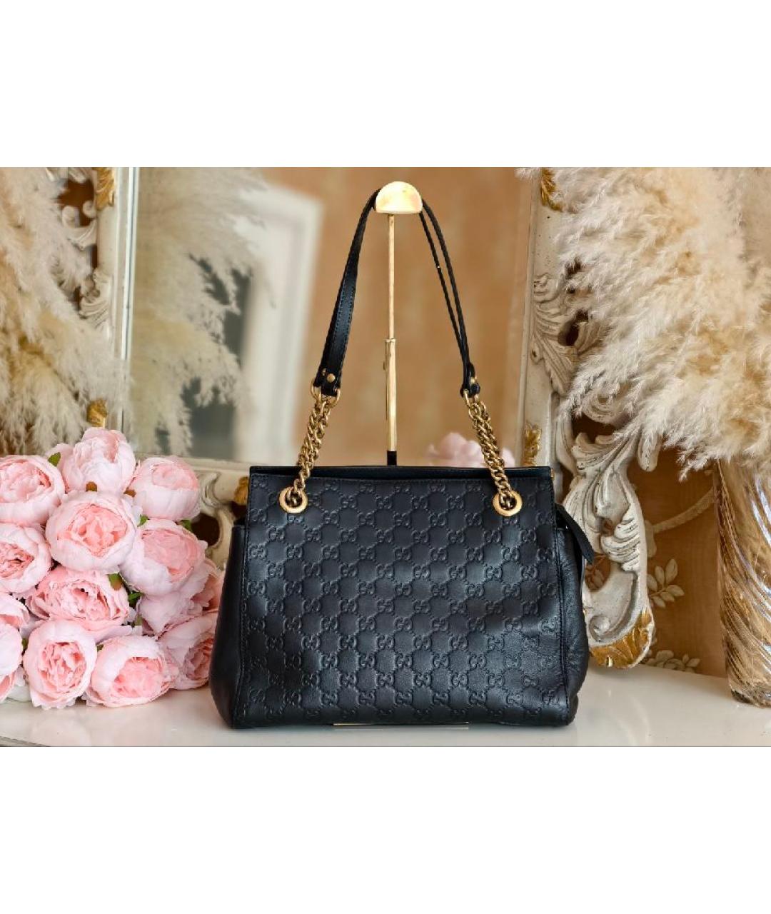 GUCCI Черная кожаная сумка с короткими ручками, фото 2