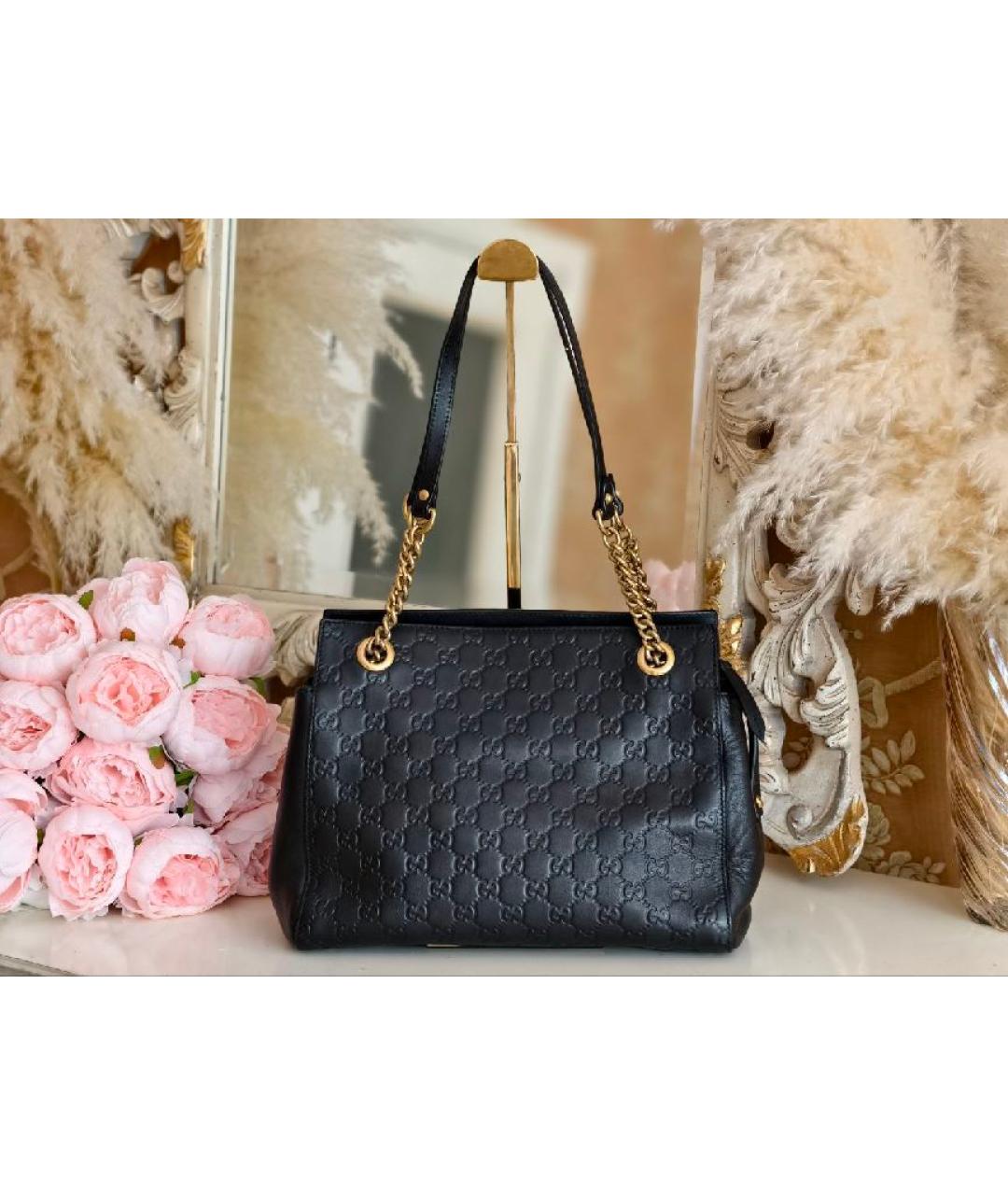 GUCCI Черная кожаная сумка с короткими ручками, фото 9