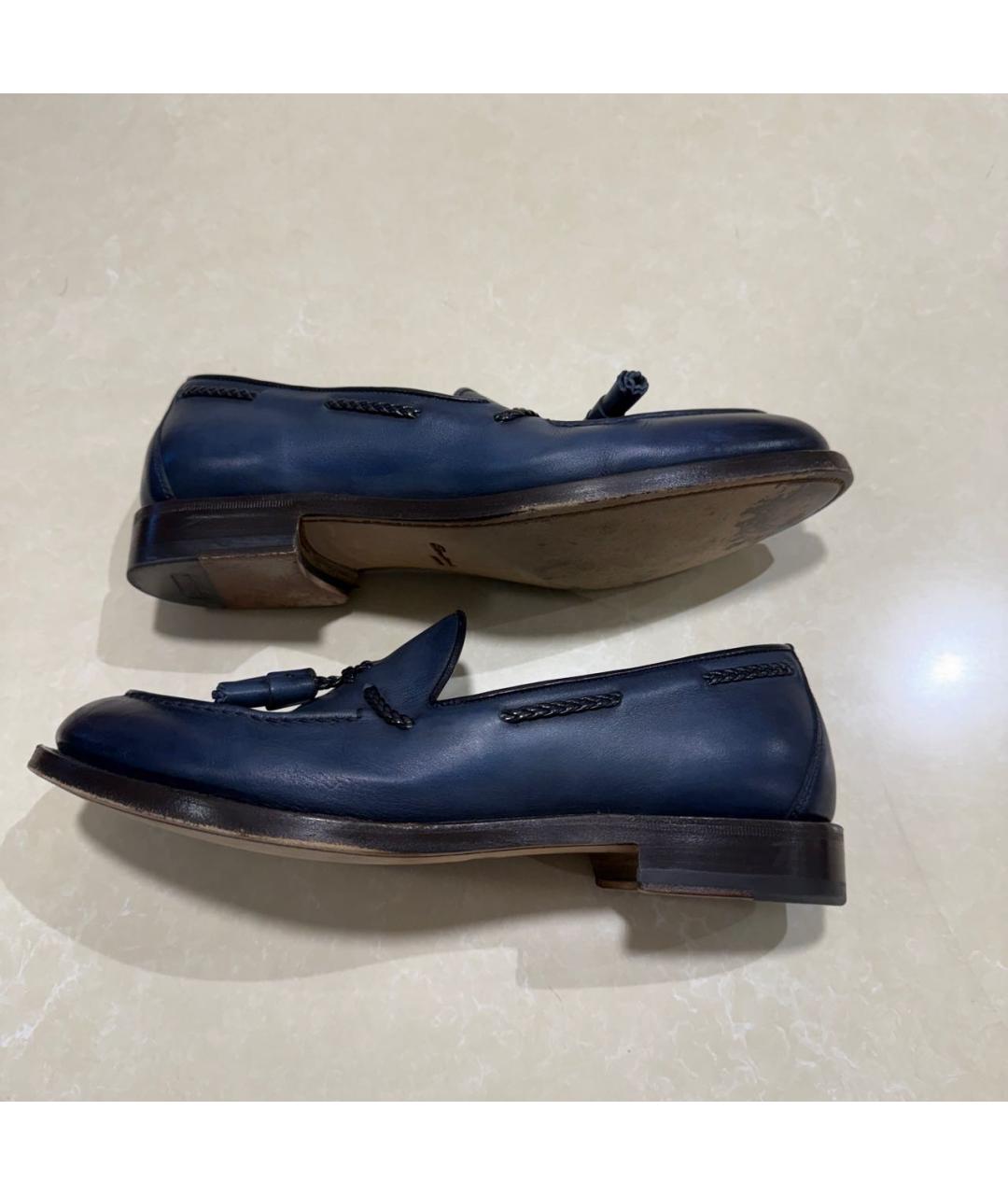 SANTONI Темно-синие кожаные лоферы, фото 5