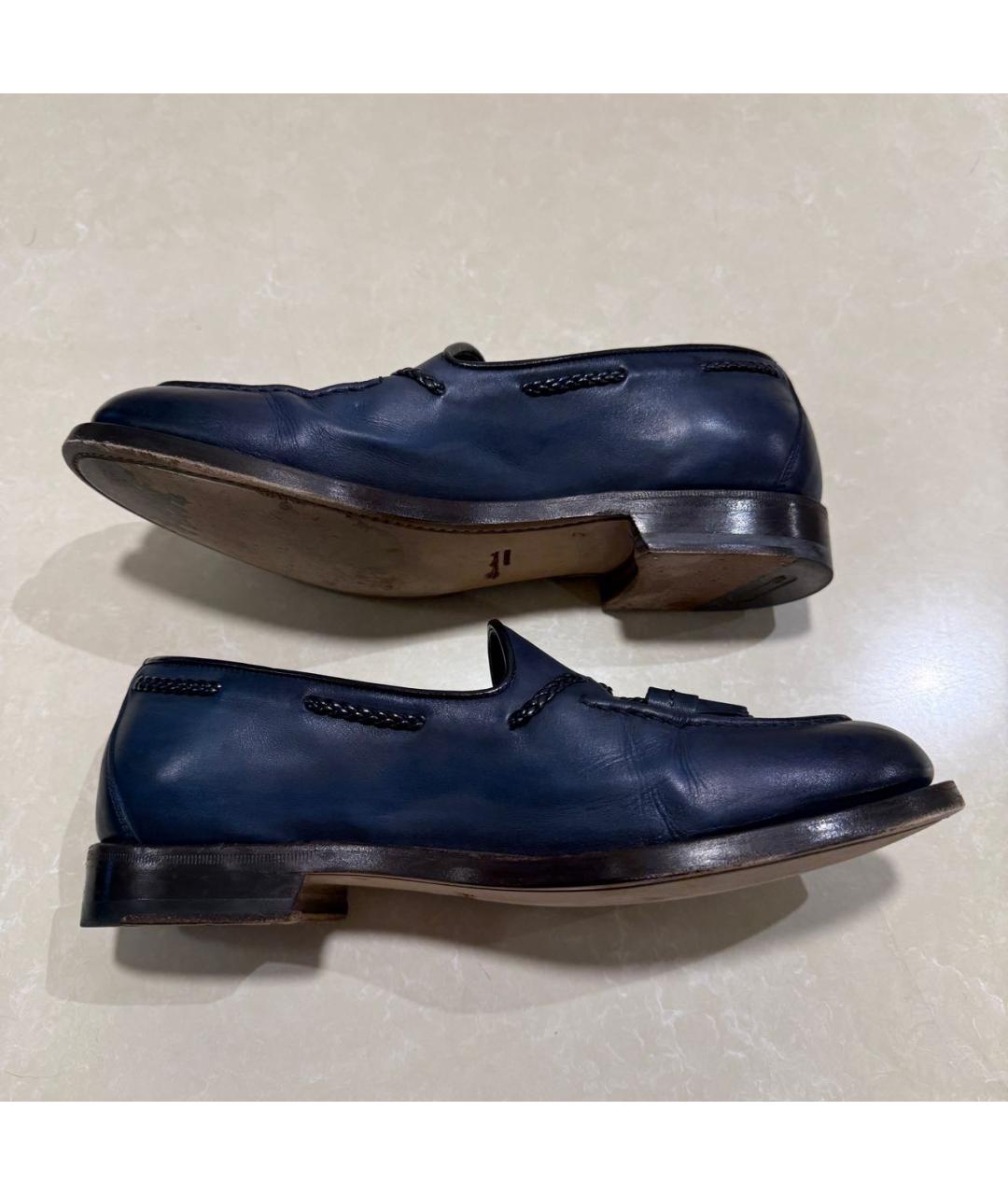 SANTONI Темно-синие кожаные лоферы, фото 6