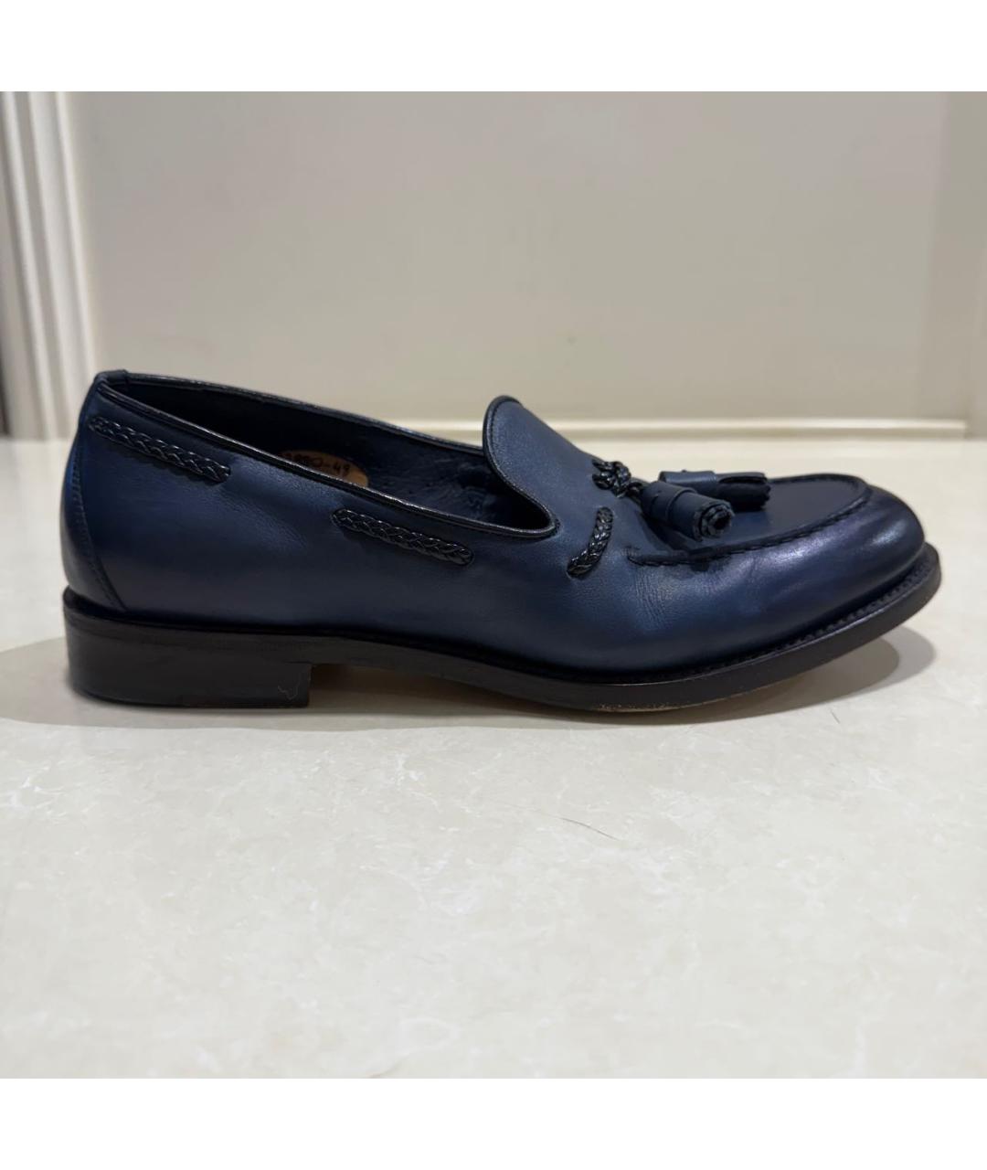 SANTONI Темно-синие кожаные лоферы, фото 9