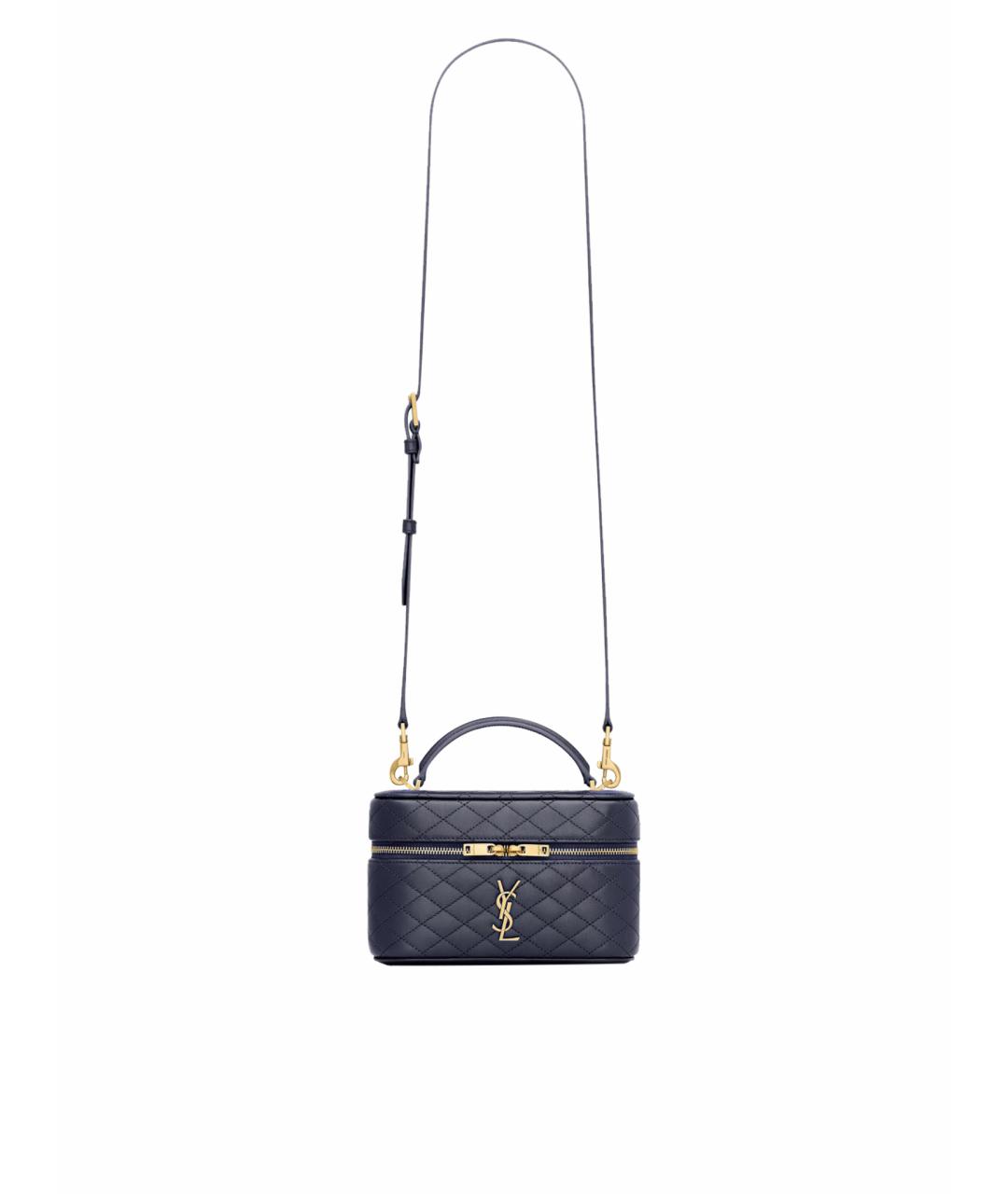 SAINT LAURENT Синяя кожаная сумка с короткими ручками, фото 1