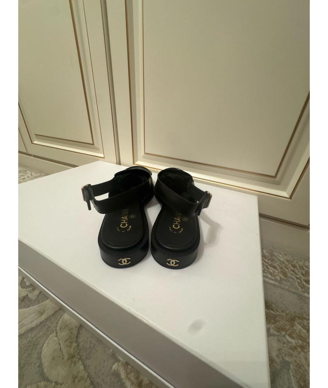 CHANEL Черные кожаные туфли, фото 4