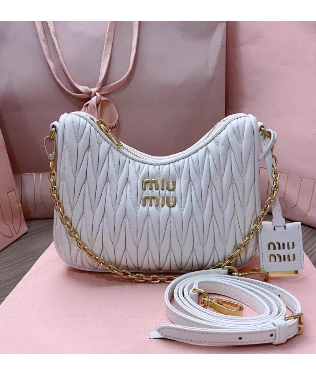 MIU MIU Белая кожаная сумка через плечо, фото 2